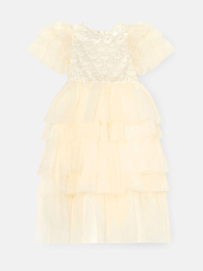 Angel & Rocket White Tiffany Ivory Beaded Tiered Tulle Dress image 5