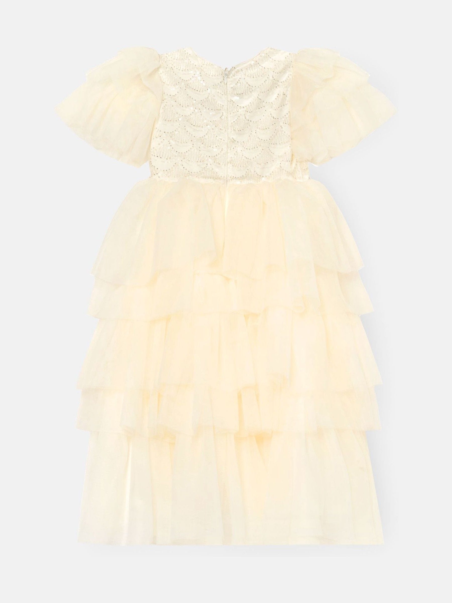 Angel & Rocket White Tiffany Ivory Beaded Tiered Tulle Dress image 6