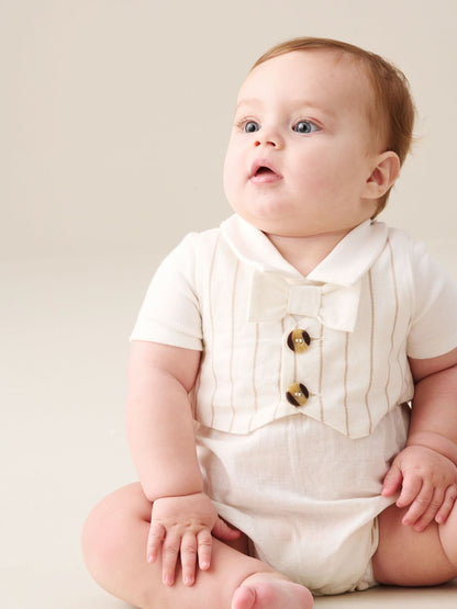 Angel & Rocket Cream Luis Striped Smart Romper image 3