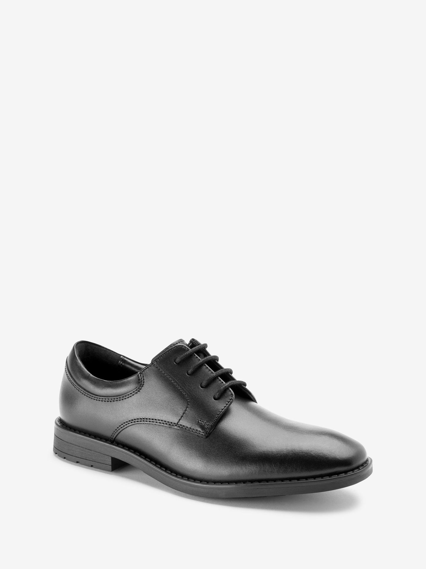 Black Wide Fit (G) School Leather Plain Front  Lace-Up Shoes image 4