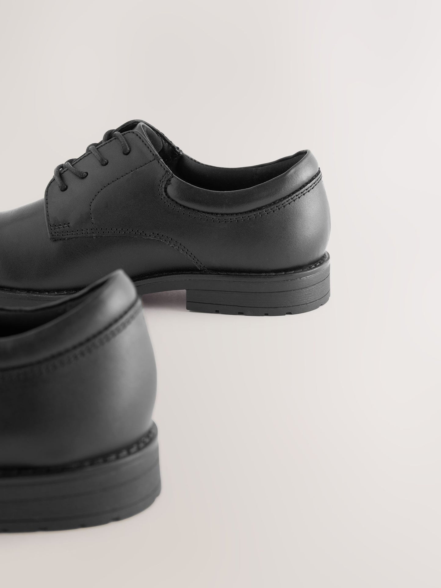Black Wide Fit (G) School Leather Plain Front  Lace-Up Shoes image 6