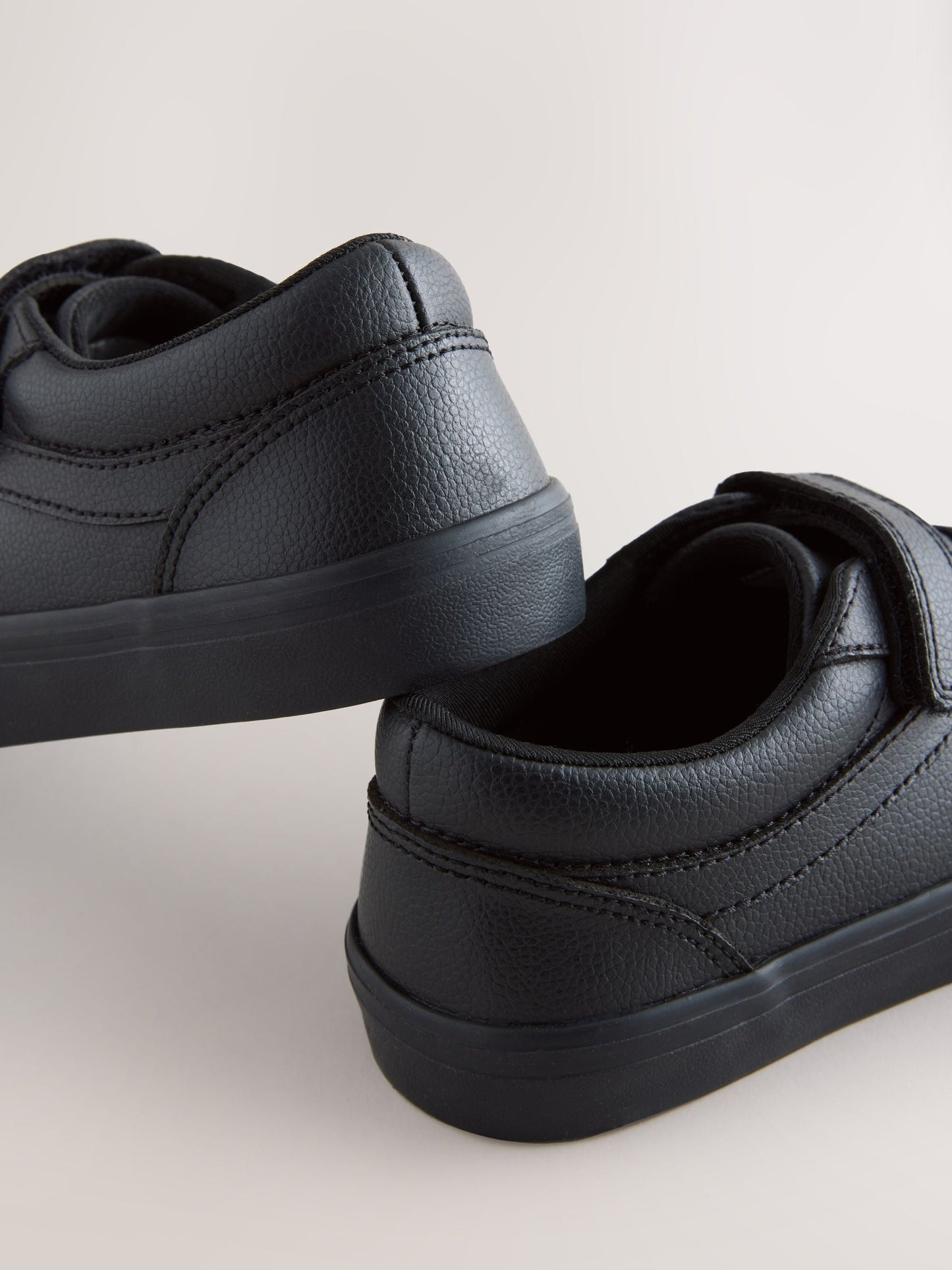 Black Standard Fit (F) Touch Fastening Elastic Lace School Shoes image 3