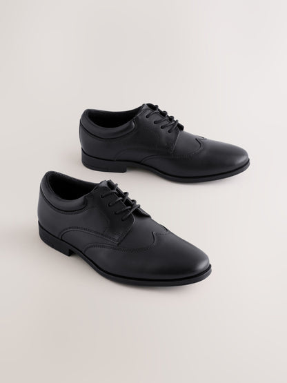 Black Leather Lace-up School Shoes image 1