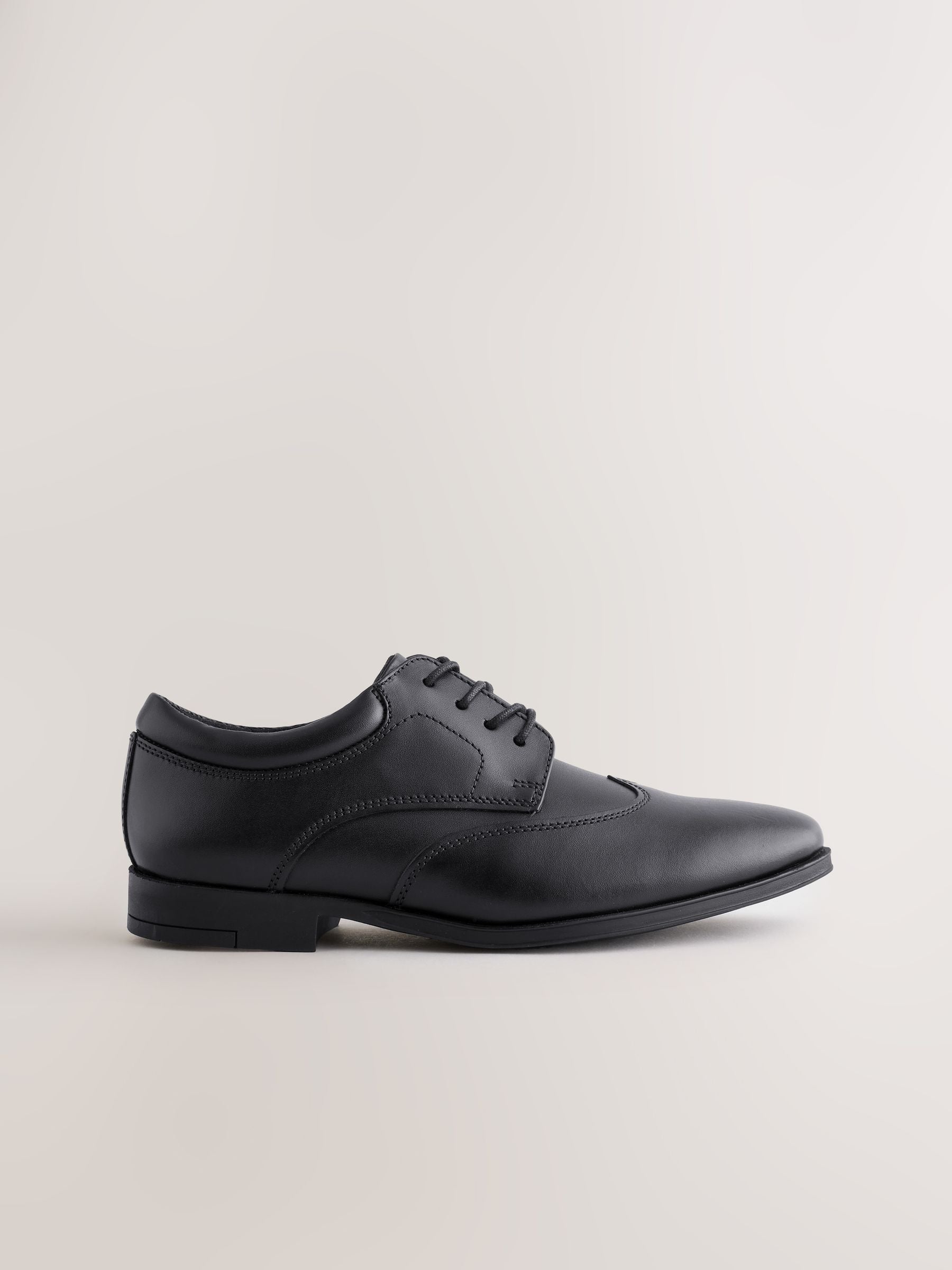 Black Leather Lace-up School Shoes image 2