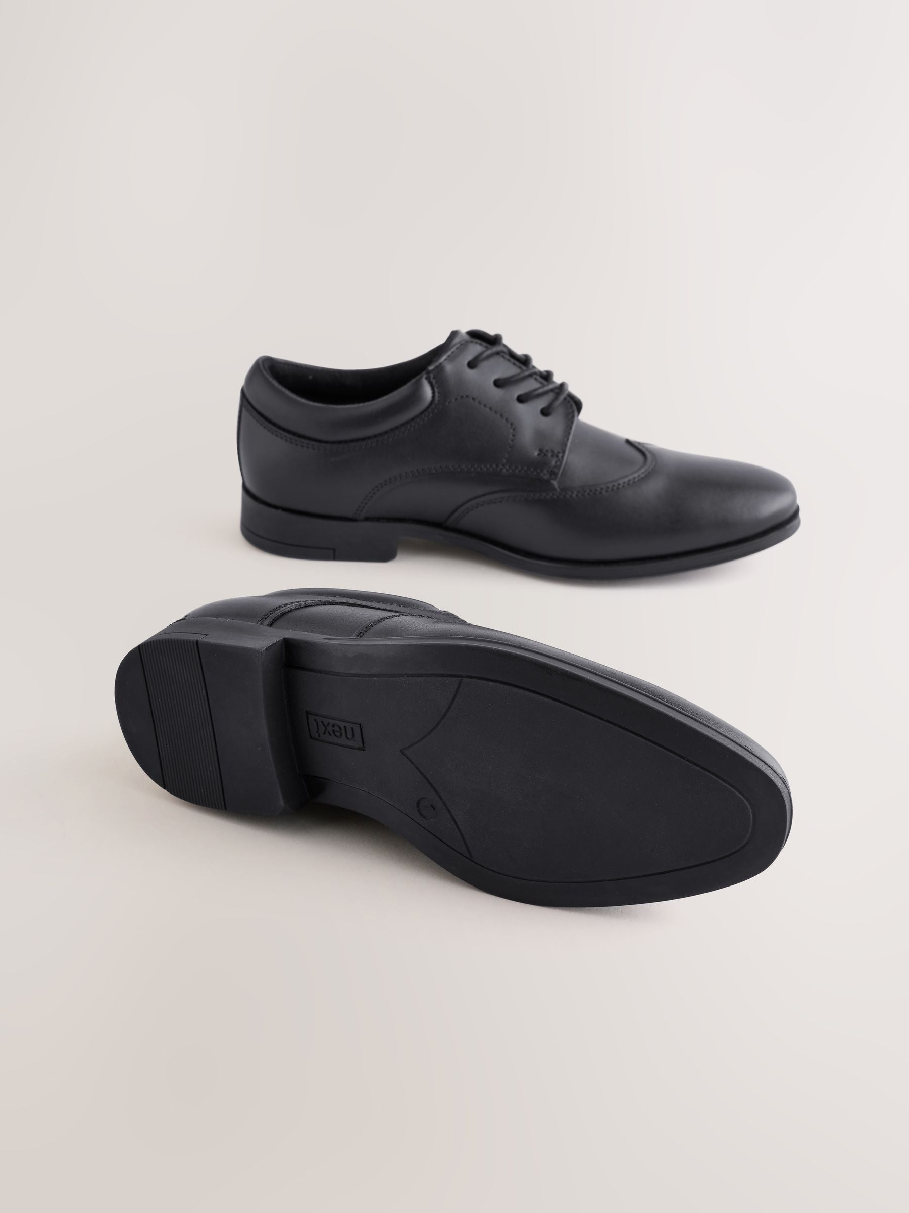Black Leather Lace-up School Shoes image 3