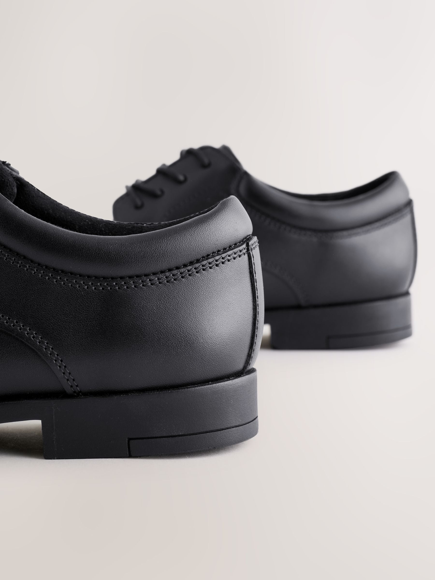 Black Leather Lace-up School Shoes image 5