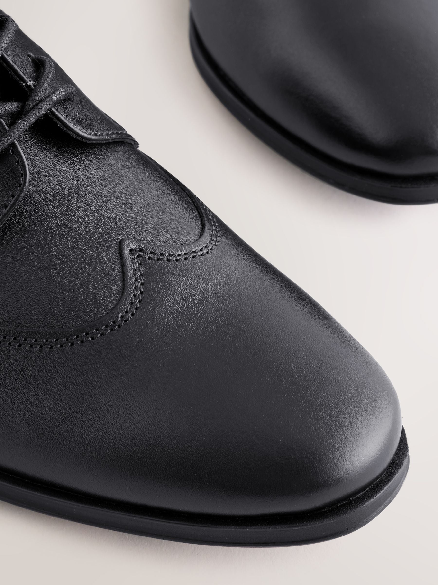 Black Leather Lace-up School Shoes image 6