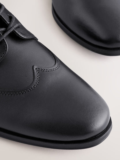 Black Leather Lace-up School Shoes image 6