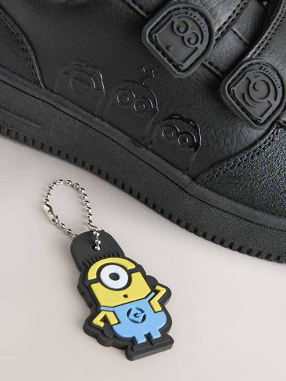 Black Standard Fit (F) Minions Two Strap Touch Fasten School Shoes image 6