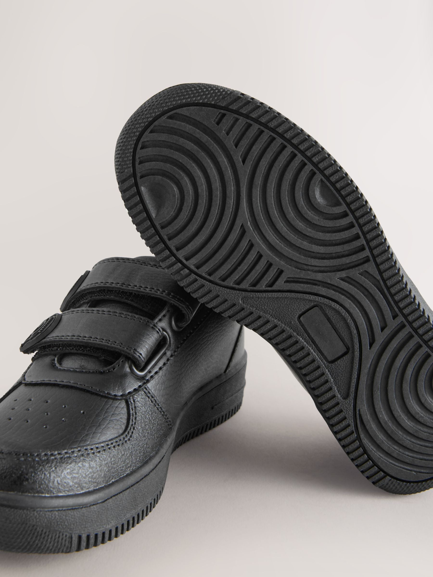 Black Standard Fit (F) Minions Two Strap Touch Fasten School Shoes image 7