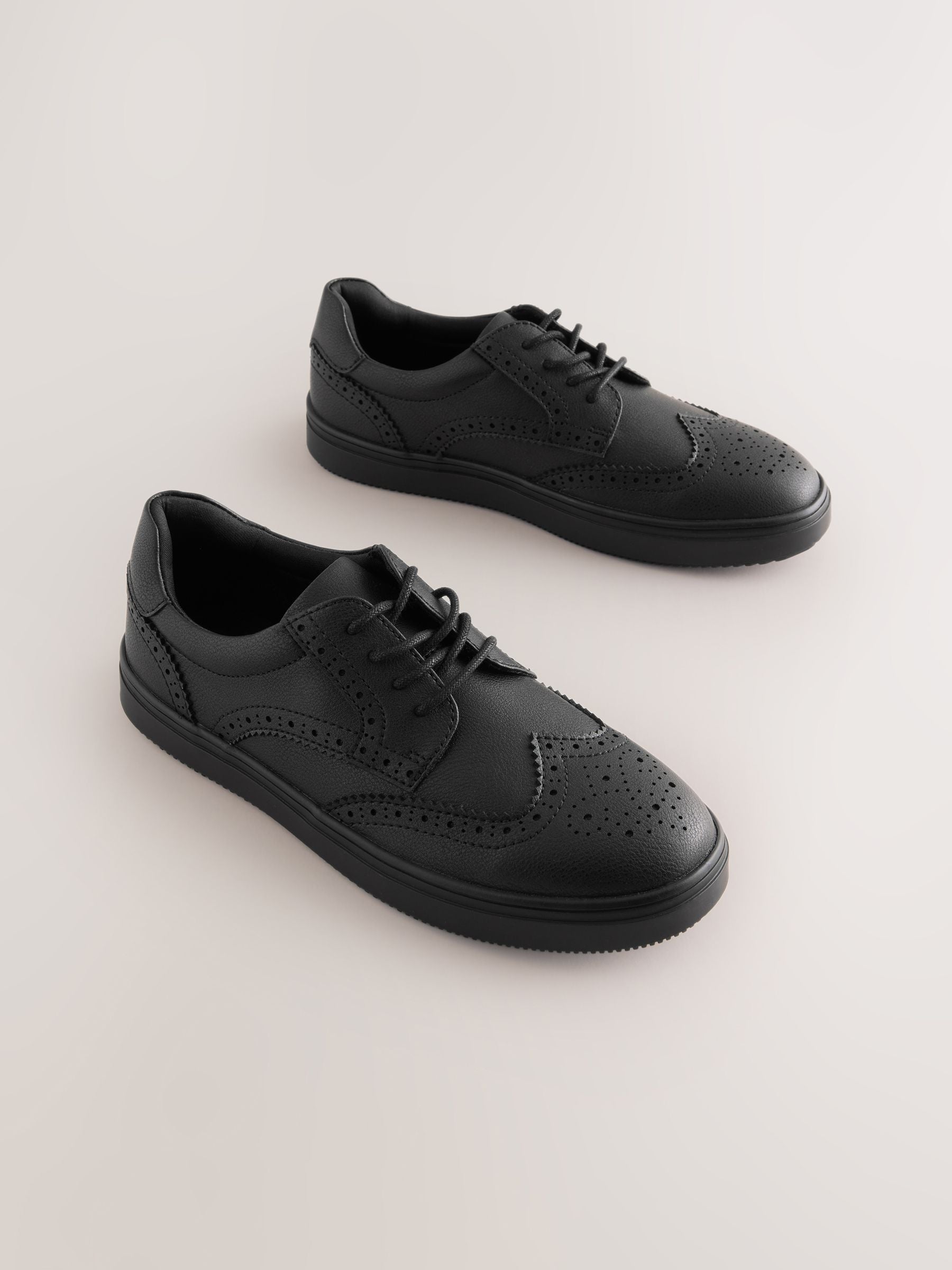 Black Lace-up Brogue School Shoes image 1
