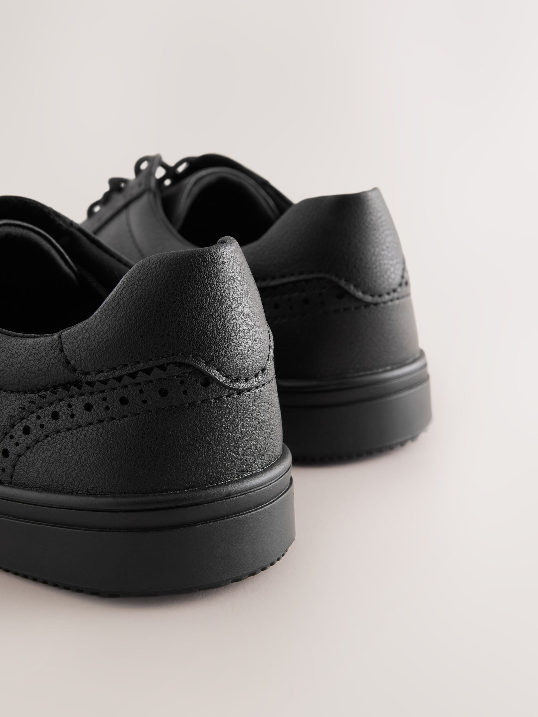 Black Lace-up Brogue School Shoes image 4