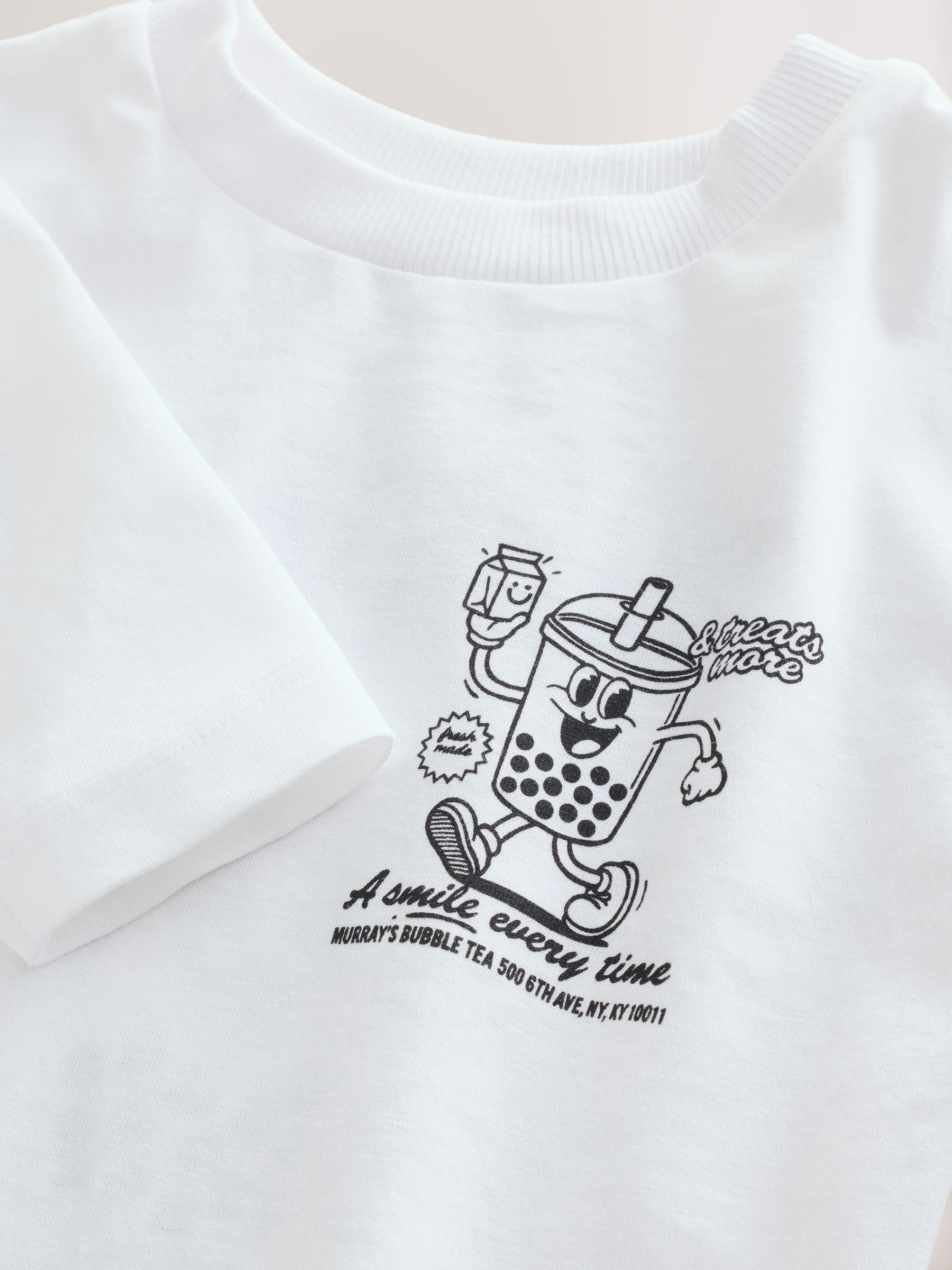 White Bubble Tea Long Sleeve Back Print T-Shirt (3mths-8yrs) image 4