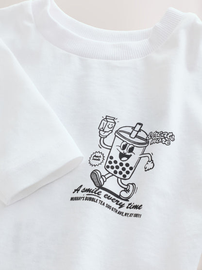 White Bubble Tea Long Sleeve Back Print T-Shirt (3mths-8yrs) image 4