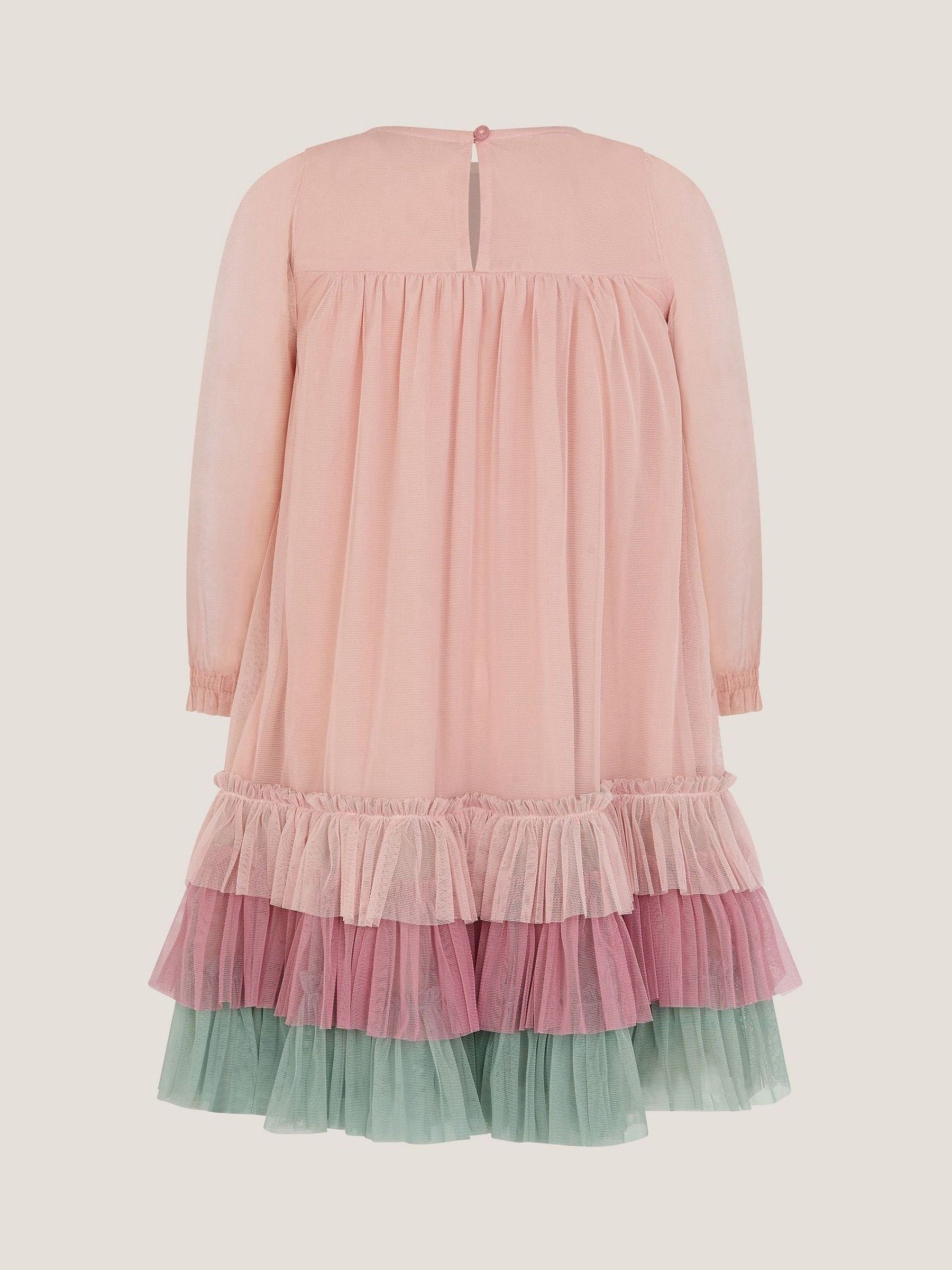 Monsoon Pink Embellished Heart Long Sleeve Dress image 3