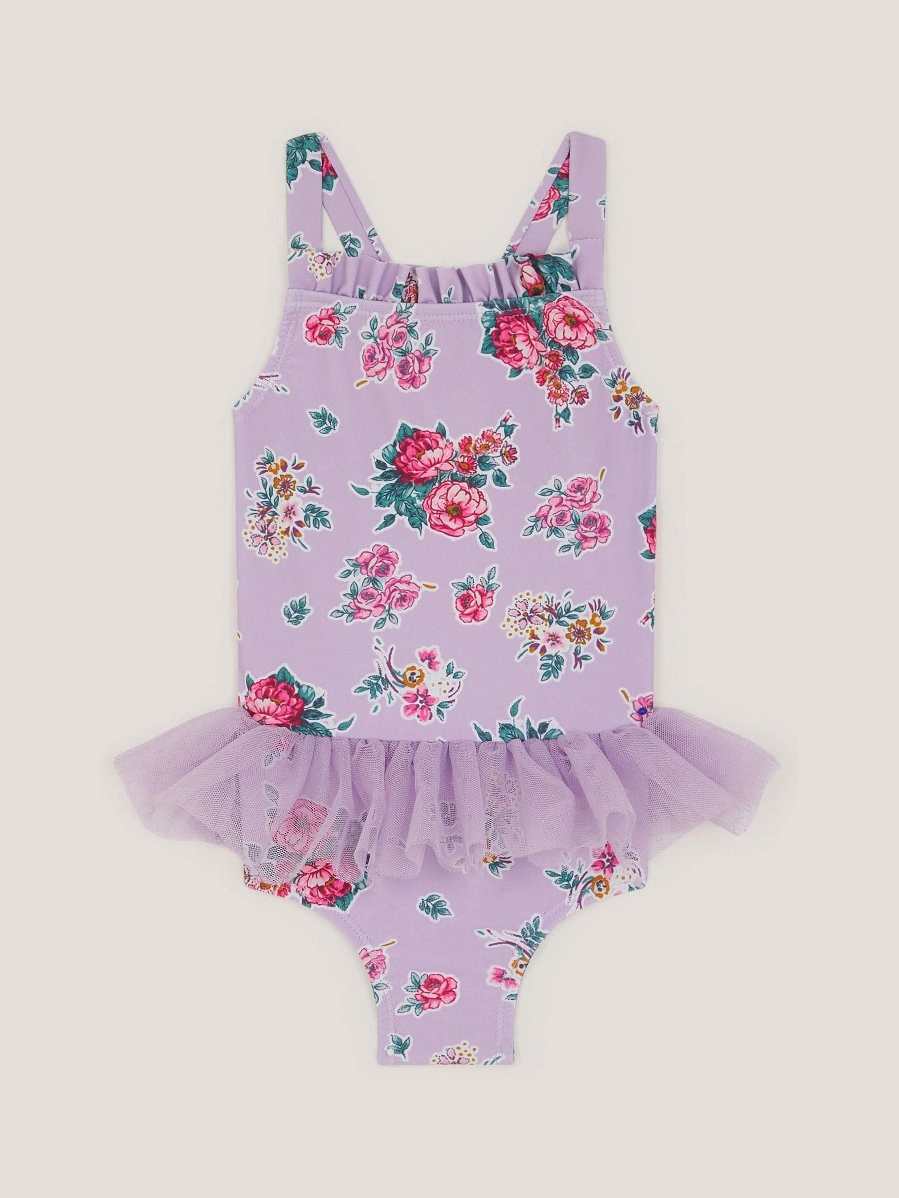 Monsoon Purple Floral Tutu Swimsuit image 1