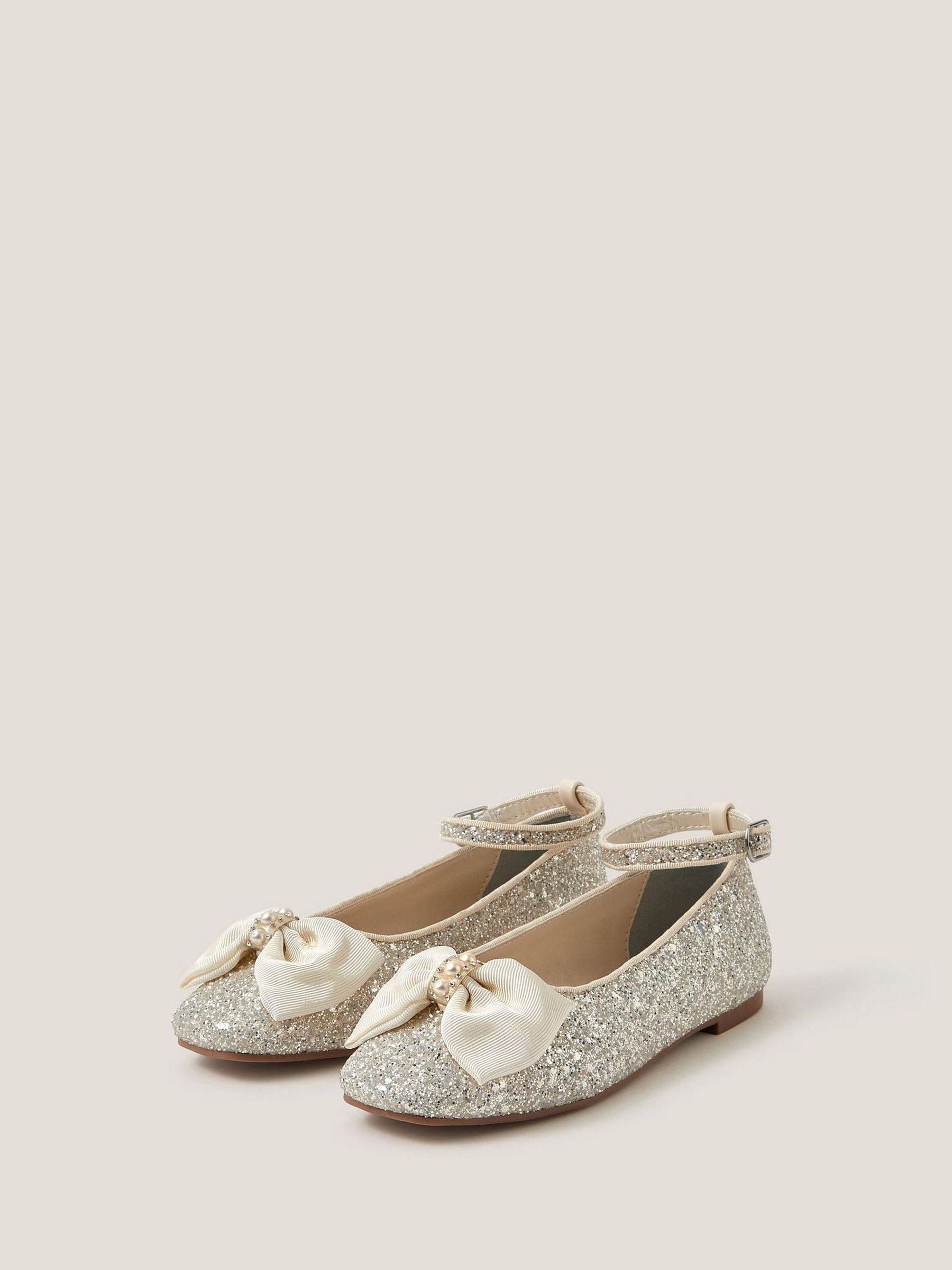 Monsoon Pink Bow Glitter Ballet Flats image 2
