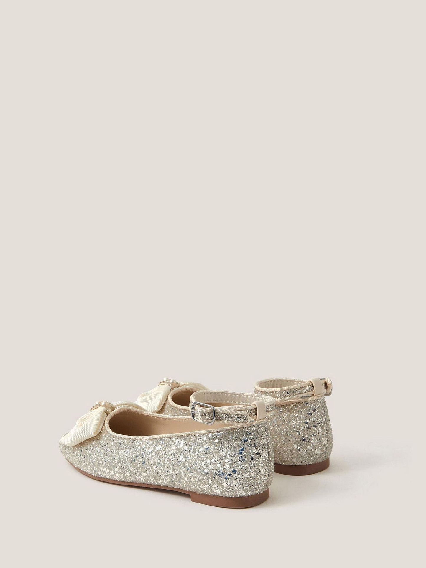 Monsoon Pink Bow Glitter Ballet Flats image 3