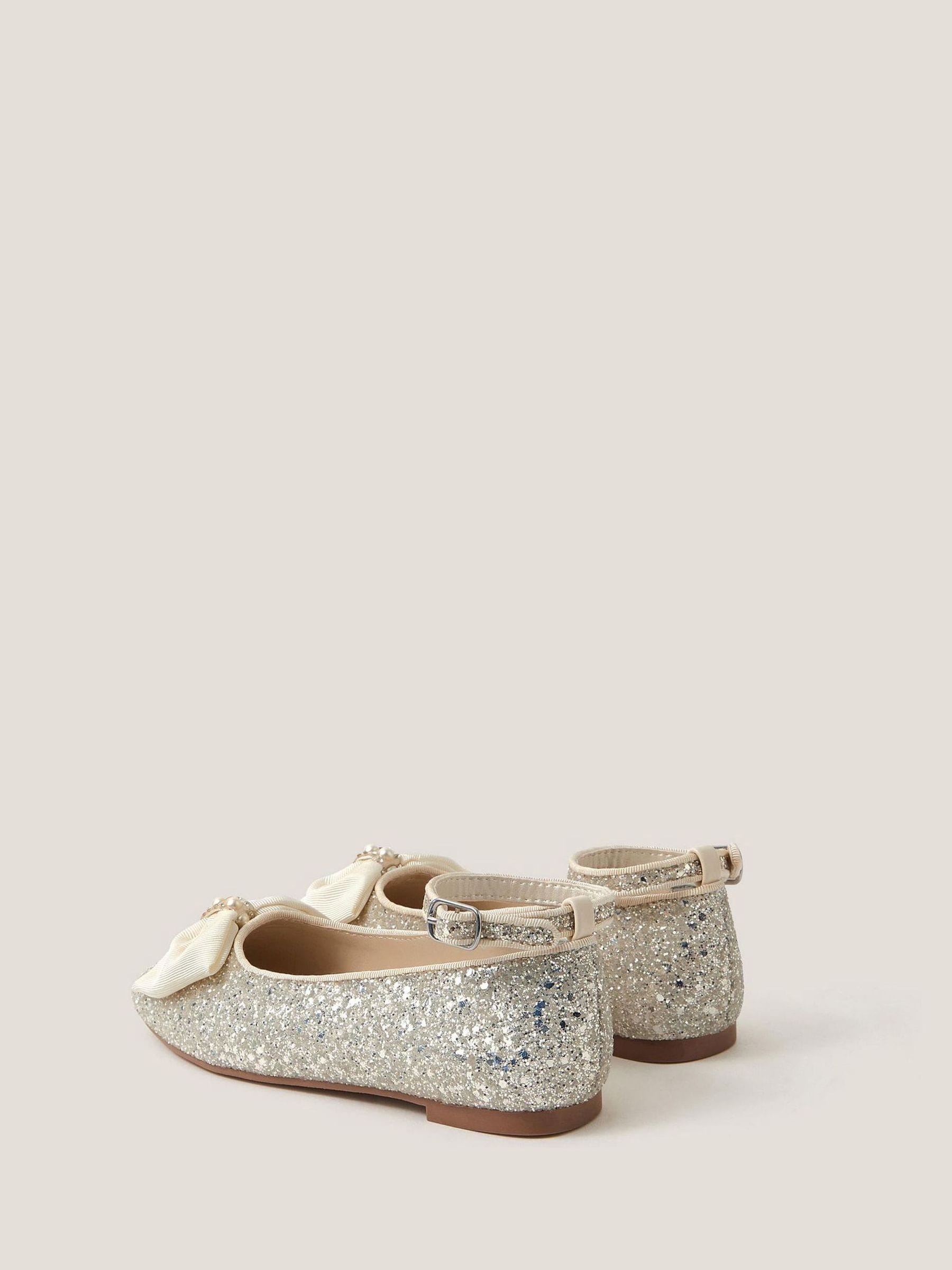 Monsoon Pink Bow Glitter Ballet Flats image 3