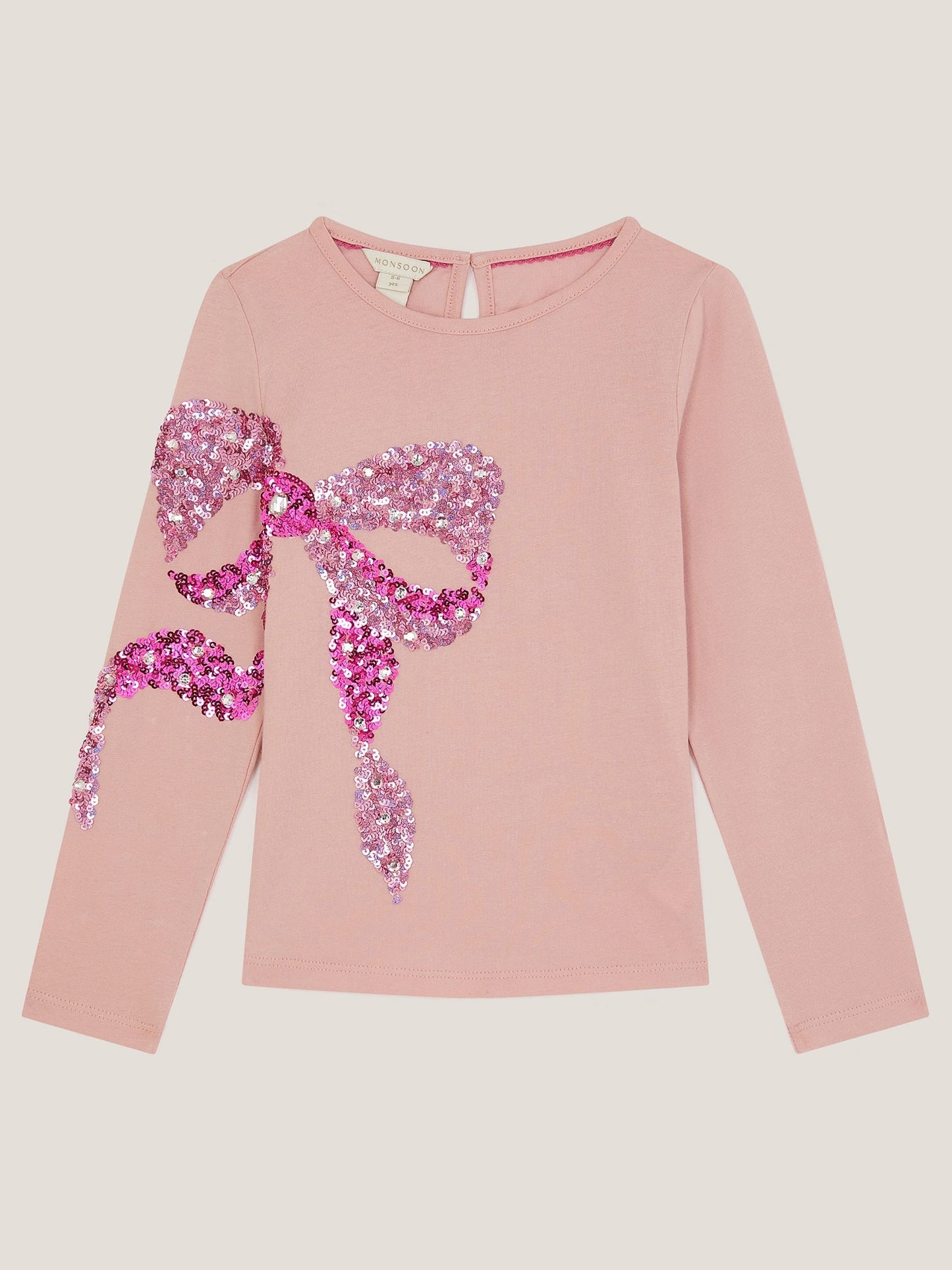 Monsoon Pink Sequin Bow Long Sleeve Top image 2