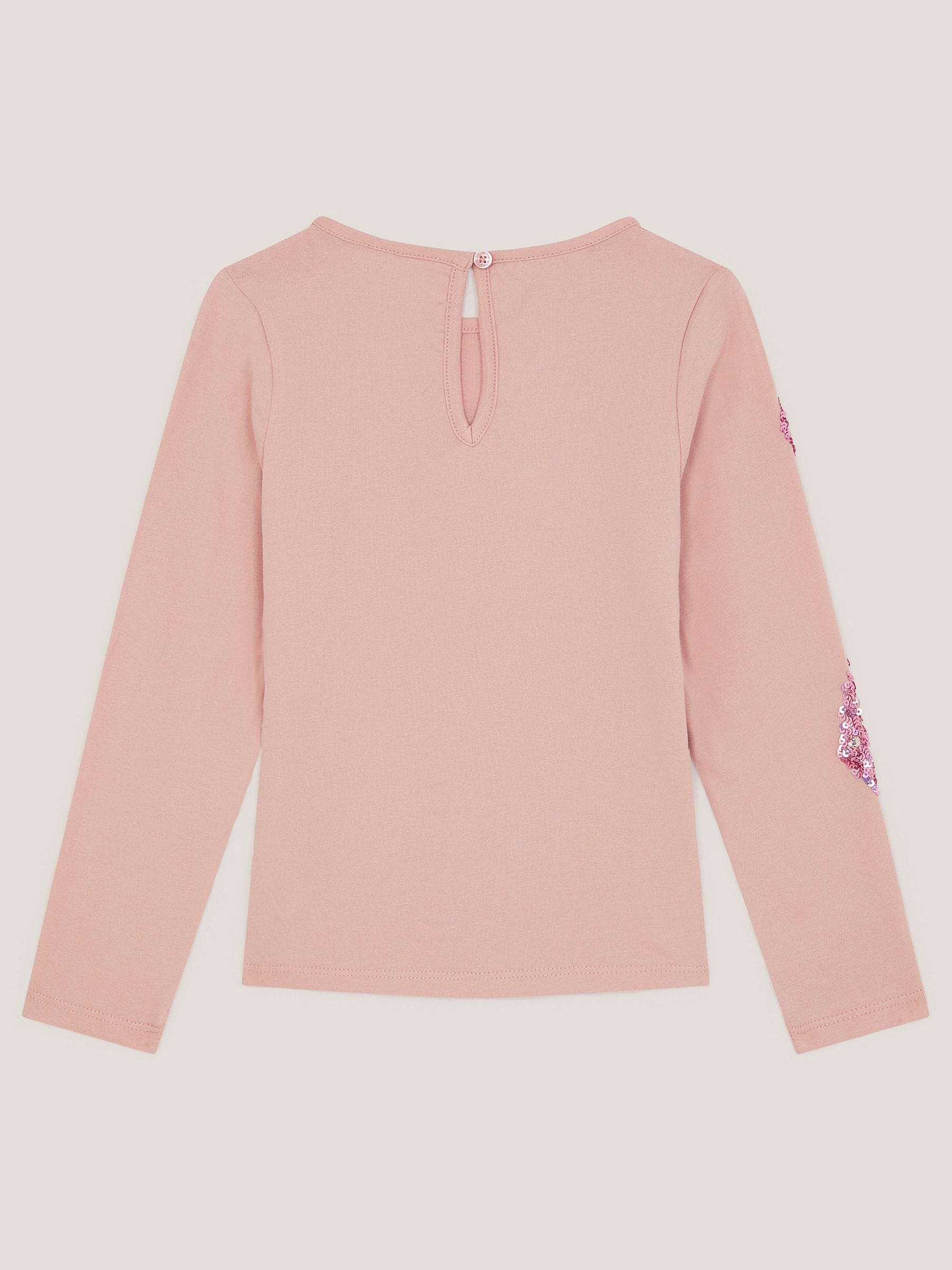 Monsoon Pink Sequin Bow Long Sleeve Top image 3