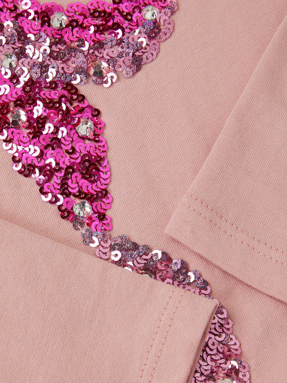 Monsoon Pink Sequin Bow Long Sleeve Top image 4