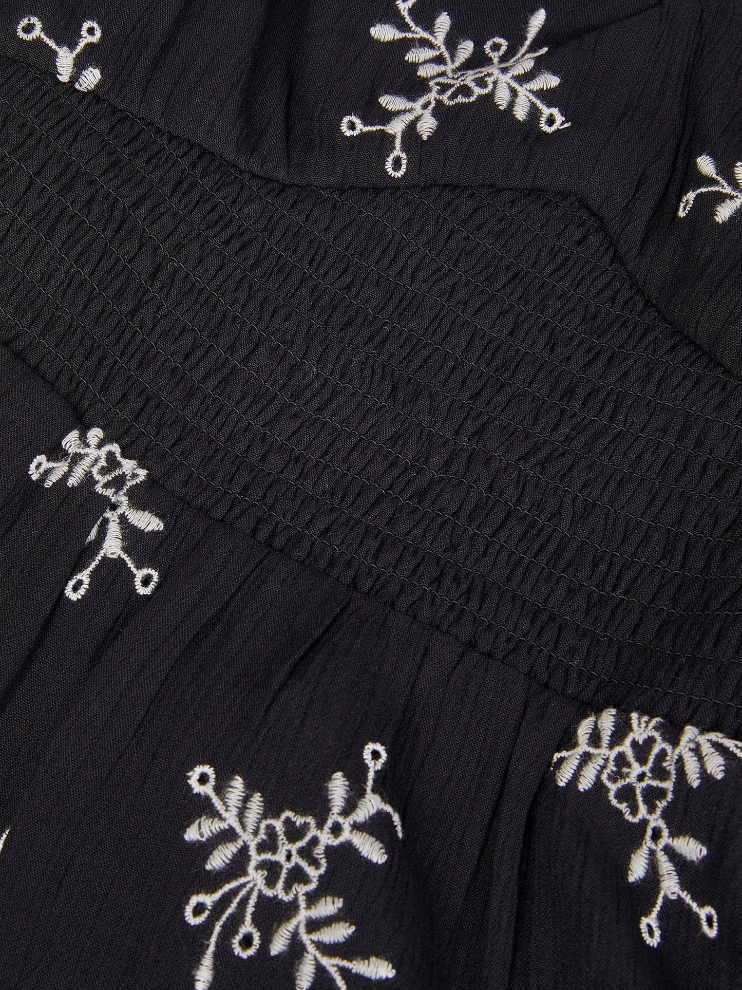 Monsoon Black Floral Broderie Puff Sleeve Dress image 2