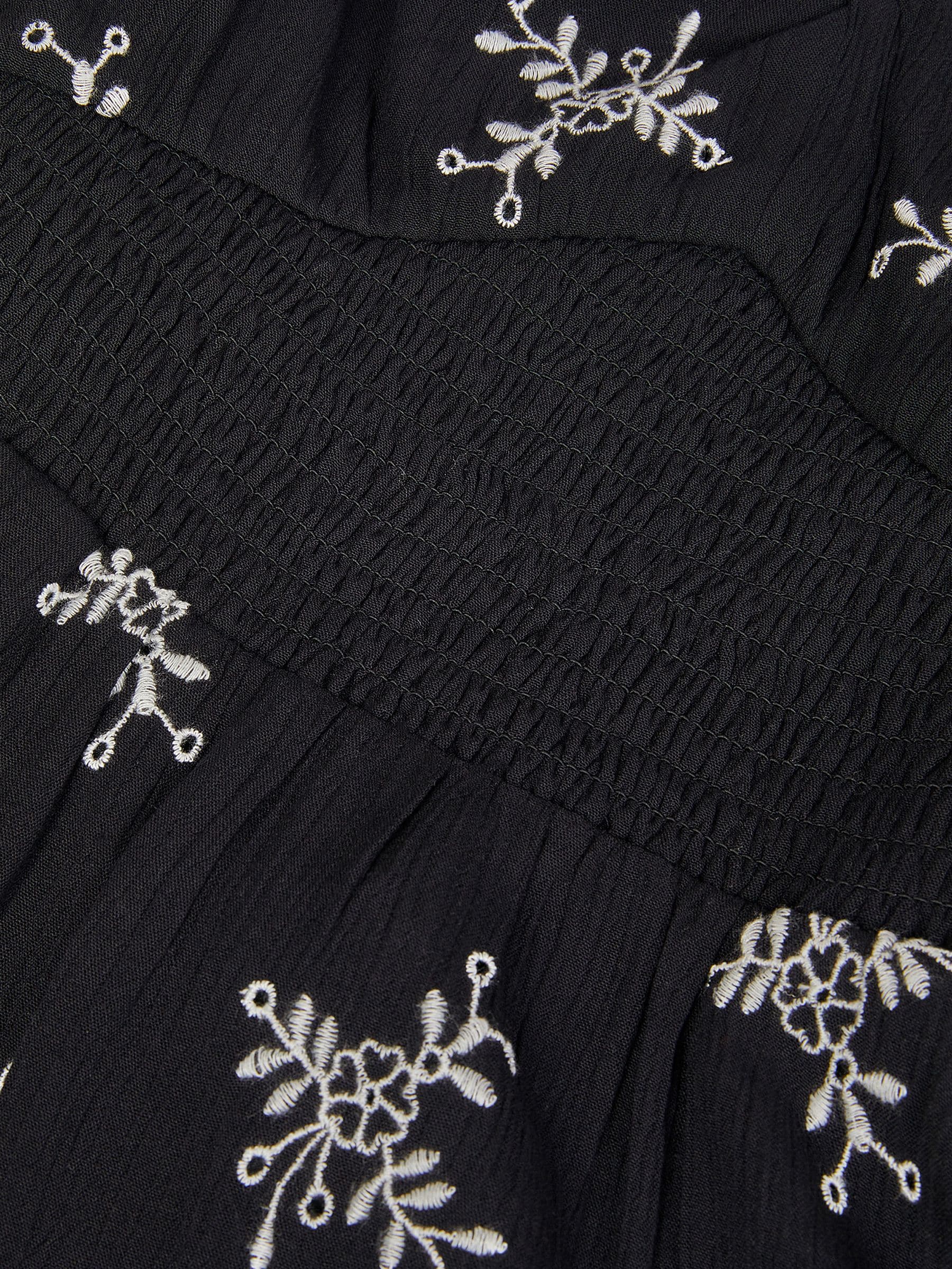 Monsoon Black Floral Broderie Puff Sleeve Dress image 2