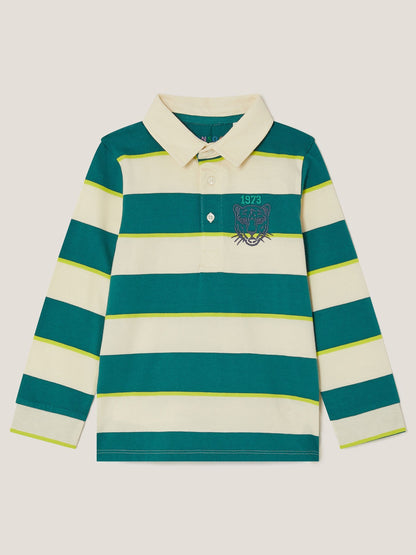 Dsiney Kidz - Monsoon Green Tiger Logo Stripe Rugby Shirt image 1