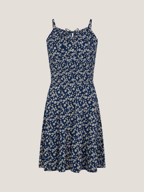 Monsoon Blue Strappy Floral Print Sun Dress image 1