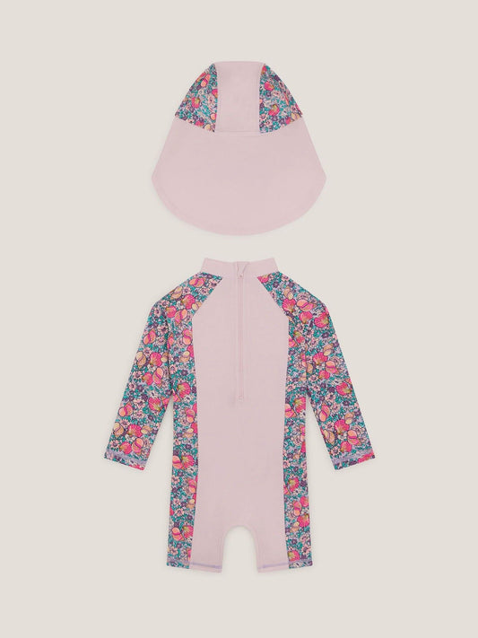 Monsoon Pink Shell Print UPF50+ Sunsafe Suit & Sun Hat Set image 2