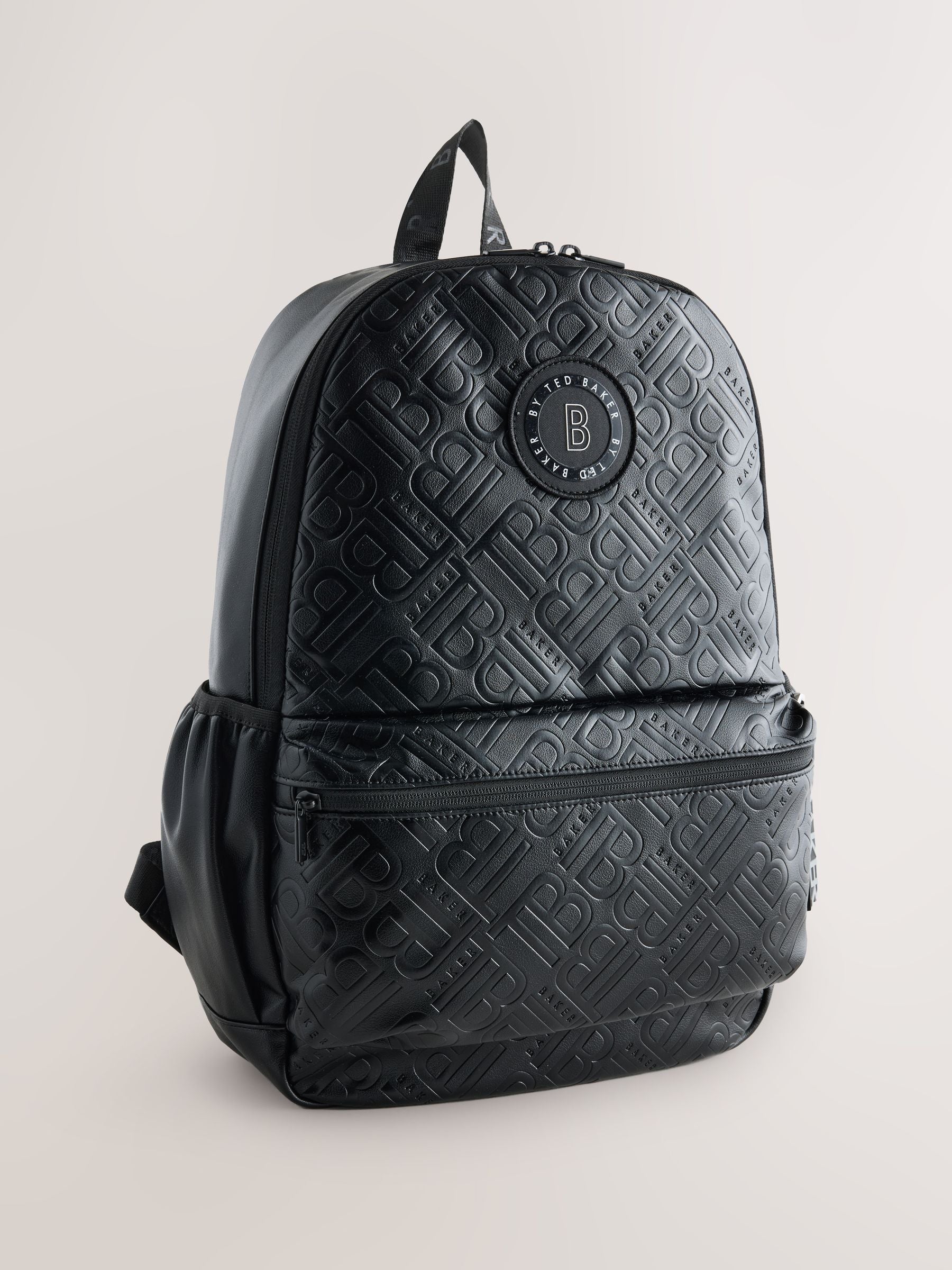 Baker by Ted Baker Black Childrens PU embossed Logo Backpack image 1