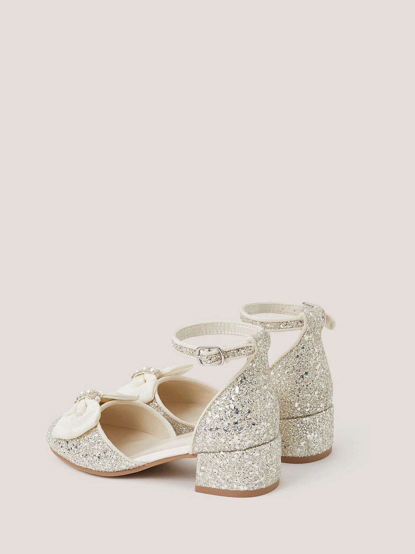 Monsoon Ivory Bow Glitter Chunky Heels image 3