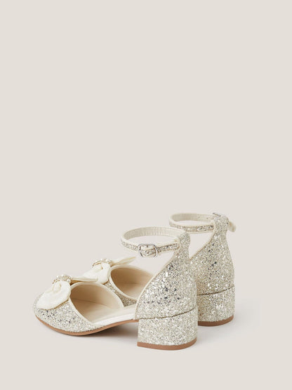 Monsoon Ivory Bow Glitter Chunky Heels image 3