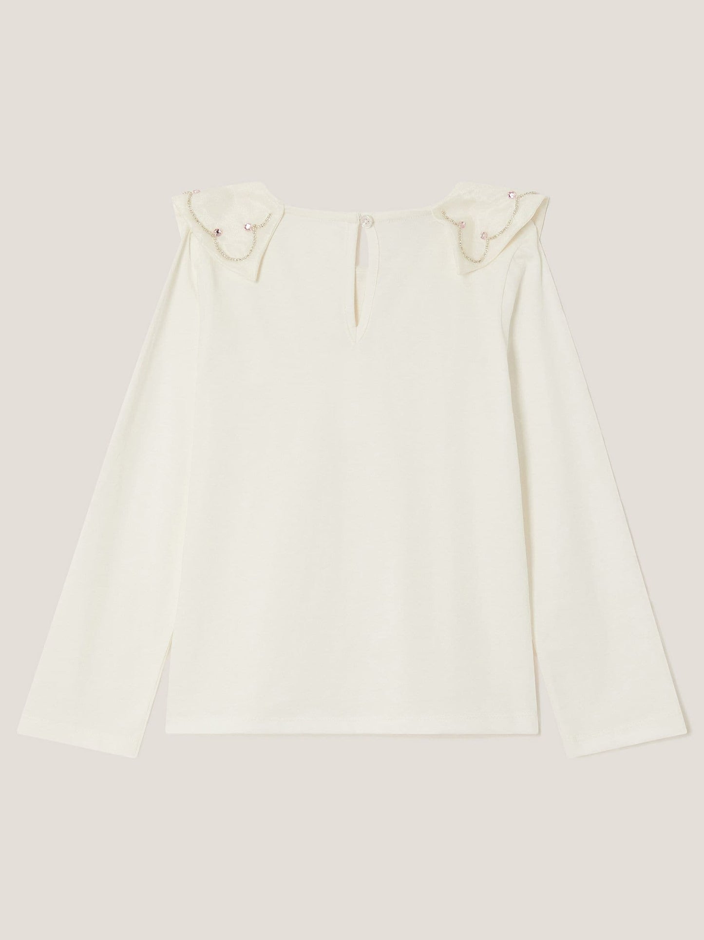 Monsoon Cream Bow Collar Rhinestone Top image 3
