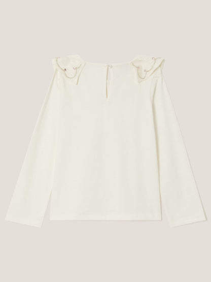 Monsoon Cream Bow Collar Rhinestone Top image 3