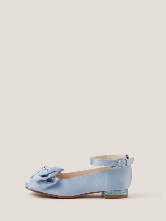 Monsoon Blue Pearl Bow Satin Flats image 1
