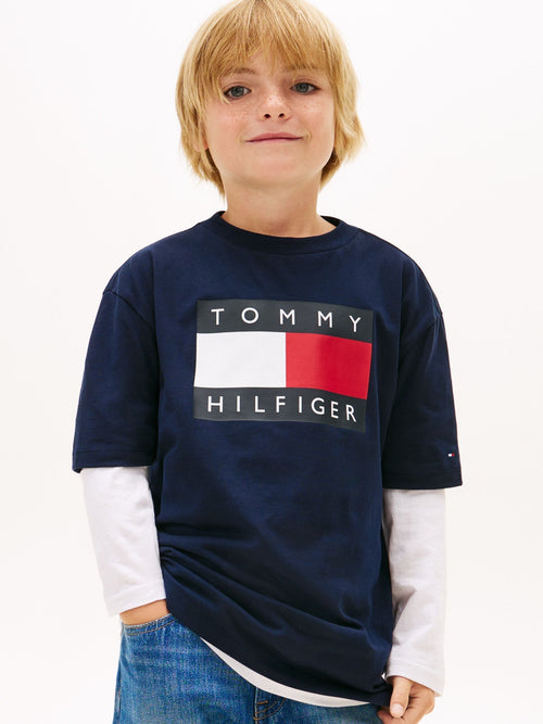 Tommy Hilfiger Navy Blue Heritage Flag Print Jersey T-Shirt image 1