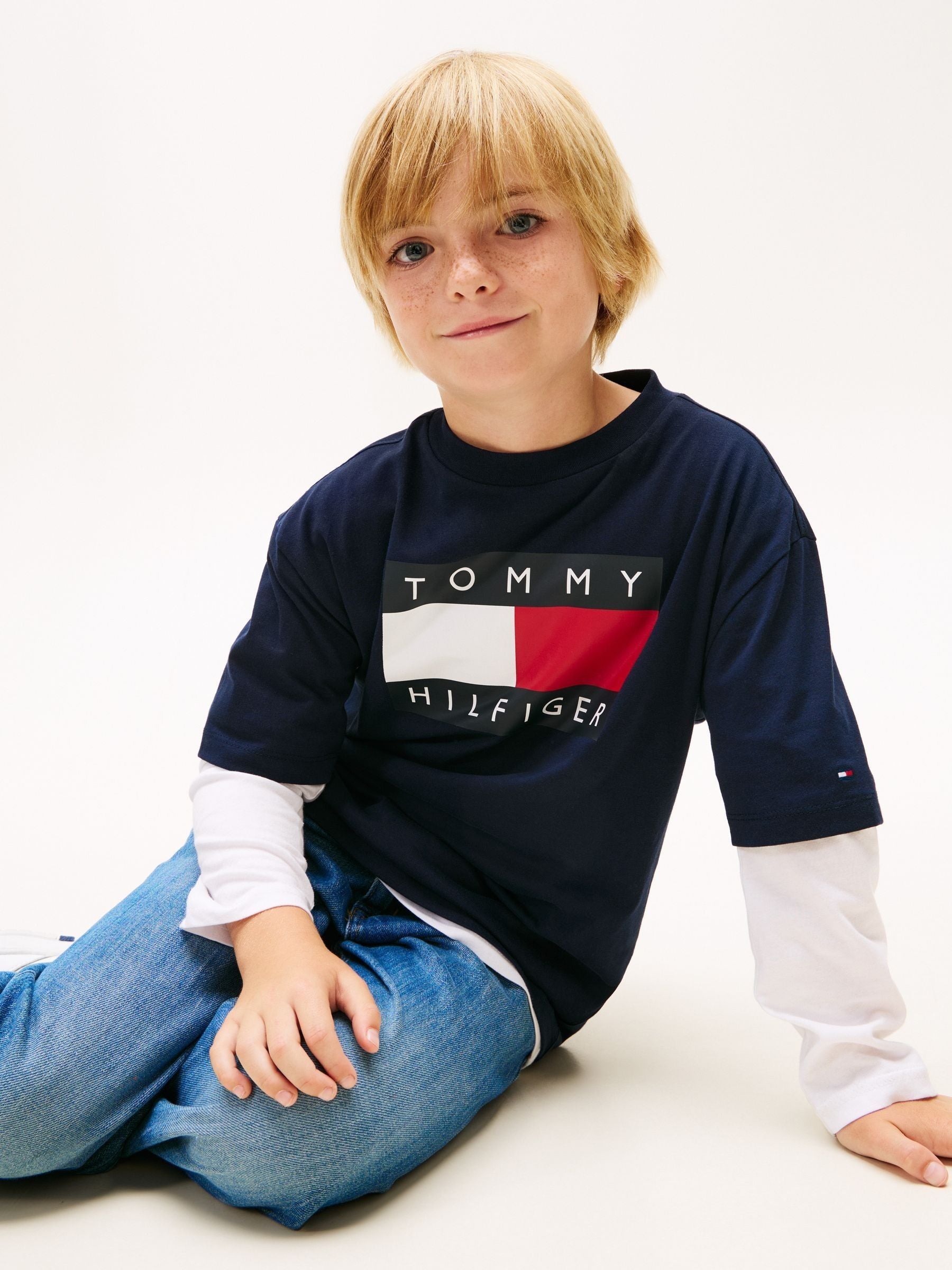 Tommy Hilfiger Navy Blue Heritage Flag Print Jersey T-Shirt image 4