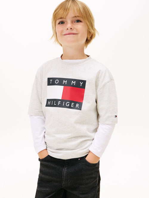 Tommy Hilfiger Grey Heritage Flag Print Jersey T-Shirt image 1