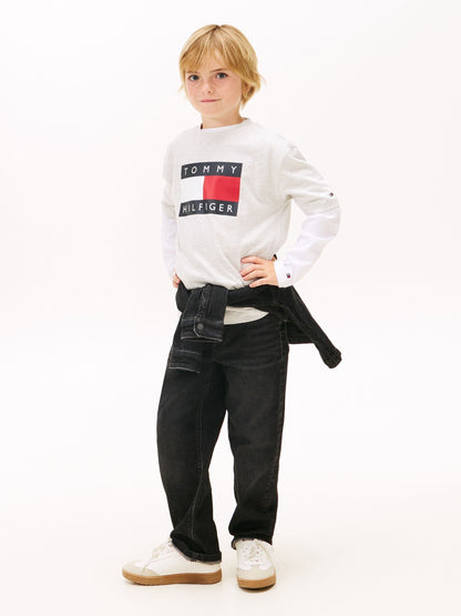 Tommy Hilfiger Grey Heritage Flag Print Jersey T-Shirt image 2
