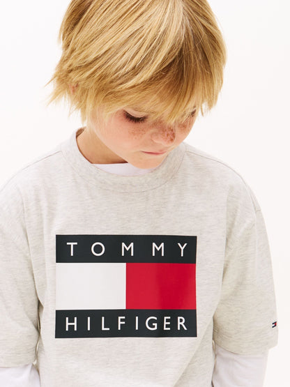Tommy Hilfiger Grey Heritage Flag Print Jersey T-Shirt image 4