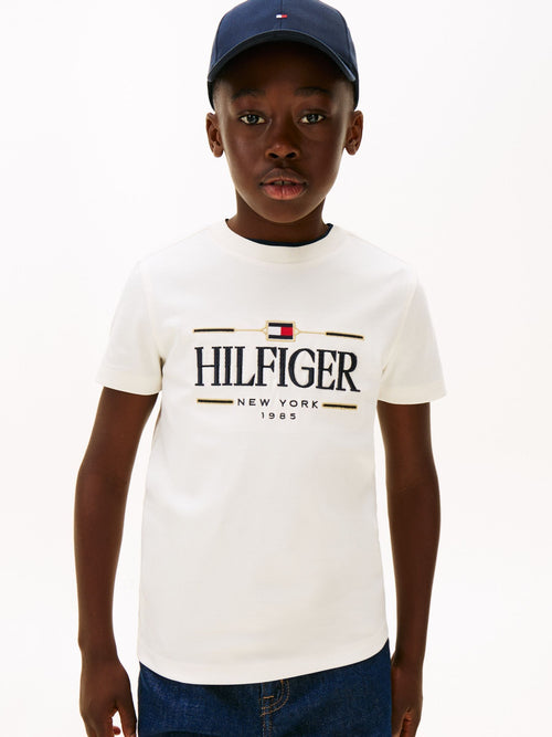 Tommy Hilfiger White Logo Embroidery Interlock Knit T-Shirt image 1