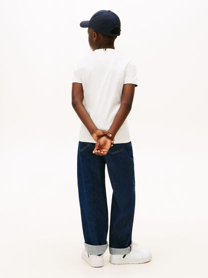 Tommy Hilfiger White Logo Embroidery Interlock Knit T-Shirt image 2