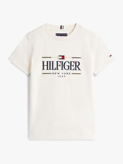 Tommy Hilfiger White Logo Embroidery Interlock Knit T-Shirt image 6