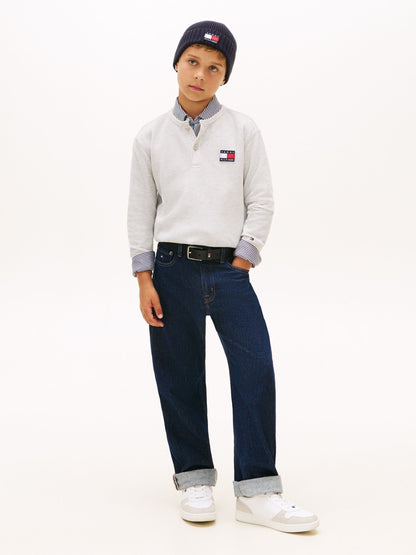 Tommy Hilfiger Grey Waffle Knit Henley Long Sleeve T-Shirt image 2
