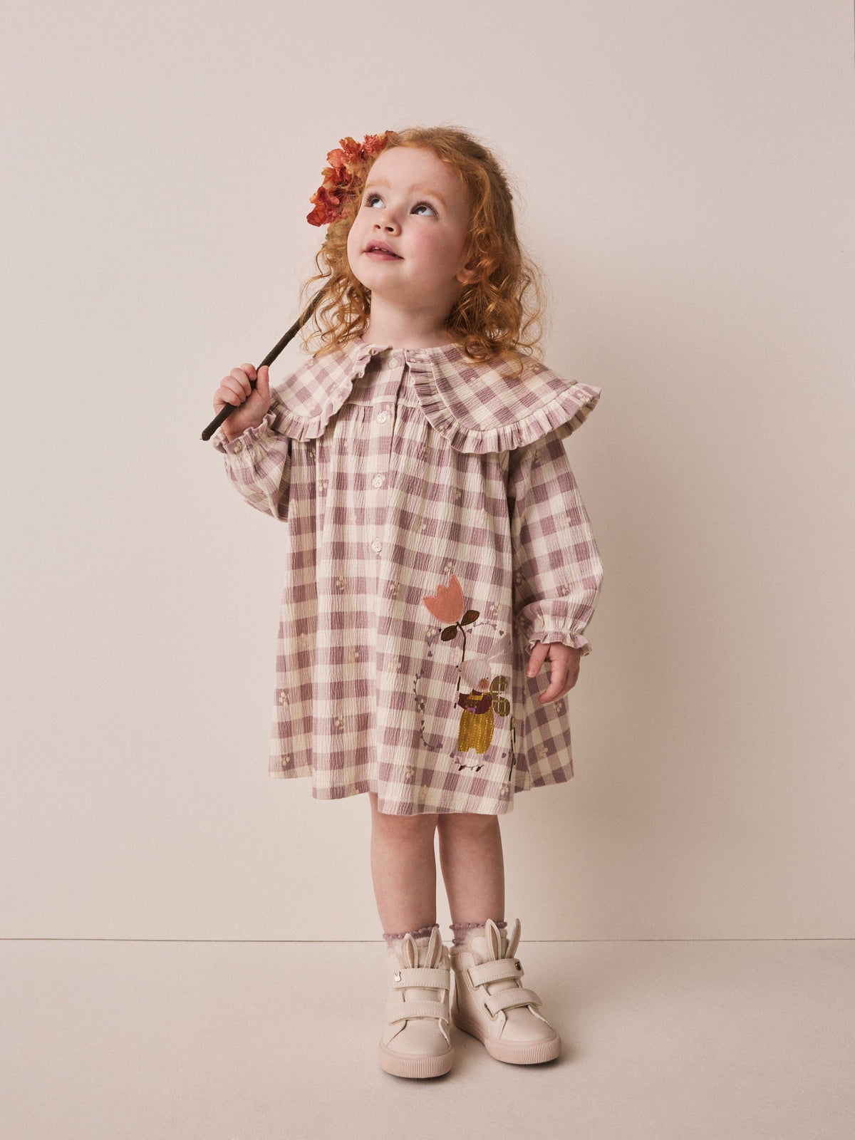 Dsiney Kidz - Brown Check Long Sleeve Collar Dress (3mths-7yrs) image 1