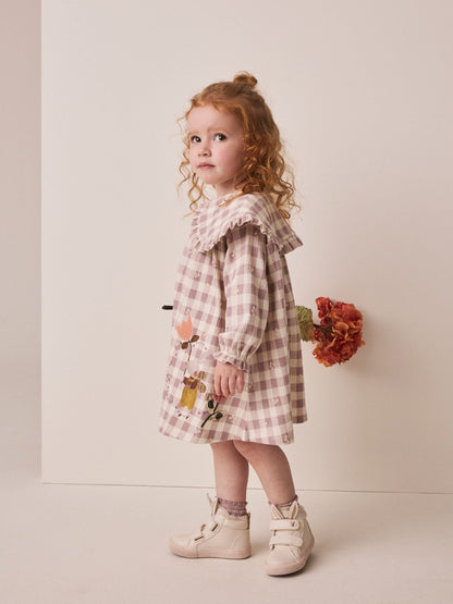 Dsiney Kidz - Brown Check Long Sleeve Collar Dress (3mths-7yrs) image 2