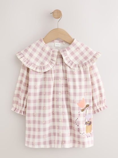 Dsiney Kidz - Brown Check Long Sleeve Collar Dress (3mths-7yrs) image 5