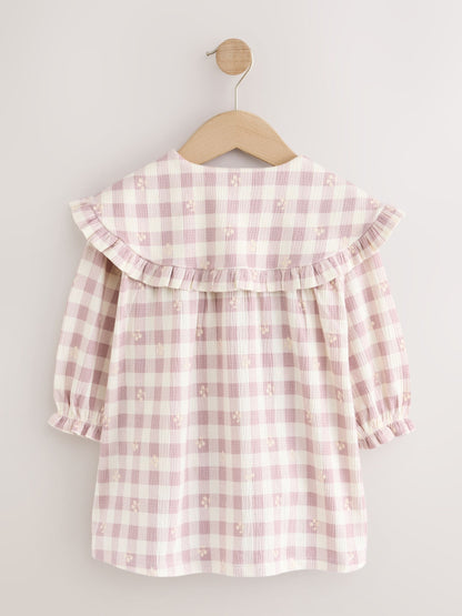 Dsiney Kidz - Brown Check Long Sleeve Collar Dress (3mths-7yrs) image 6